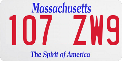 MA license plate 107ZW9