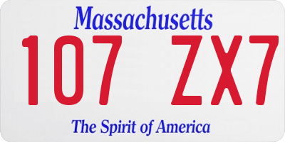 MA license plate 107ZX7