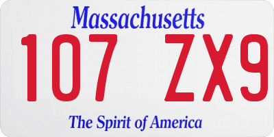 MA license plate 107ZX9