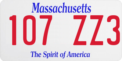 MA license plate 107ZZ3