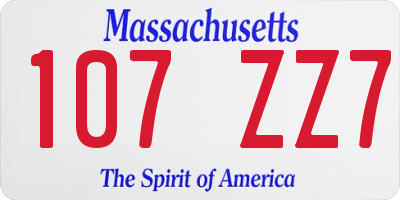 MA license plate 107ZZ7