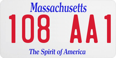 MA license plate 108AA1