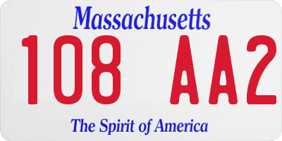MA license plate 108AA2