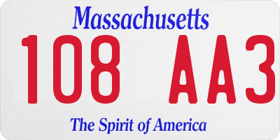 MA license plate 108AA3