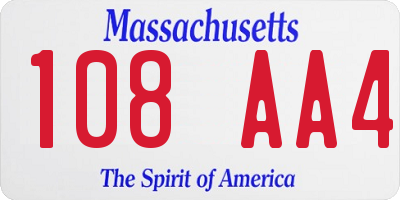 MA license plate 108AA4