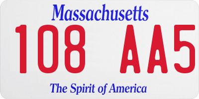 MA license plate 108AA5