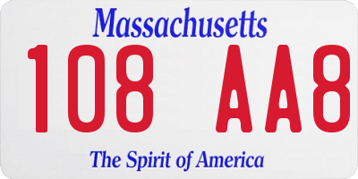 MA license plate 108AA8