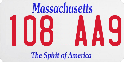 MA license plate 108AA9
