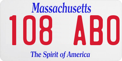 MA license plate 108AB0