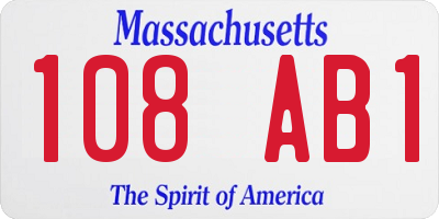 MA license plate 108AB1