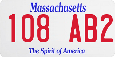 MA license plate 108AB2
