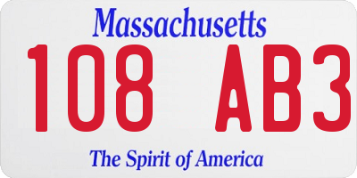 MA license plate 108AB3