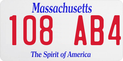 MA license plate 108AB4