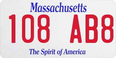 MA license plate 108AB8