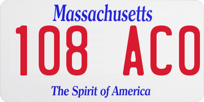 MA license plate 108AC0