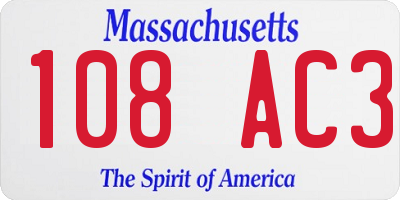 MA license plate 108AC3