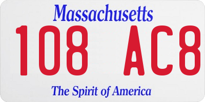 MA license plate 108AC8
