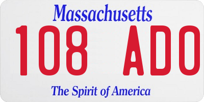 MA license plate 108AD0