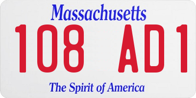 MA license plate 108AD1