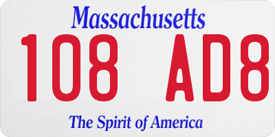 MA license plate 108AD8