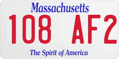 MA license plate 108AF2