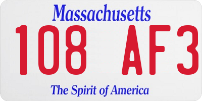 MA license plate 108AF3