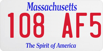 MA license plate 108AF5