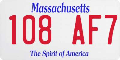 MA license plate 108AF7