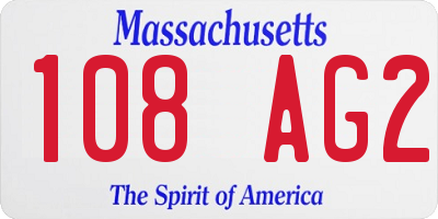 MA license plate 108AG2