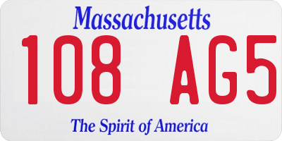 MA license plate 108AG5