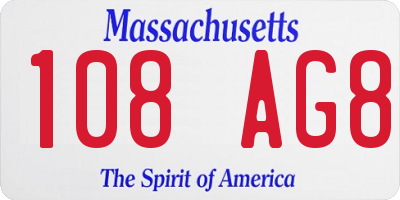MA license plate 108AG8