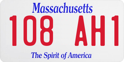 MA license plate 108AH1
