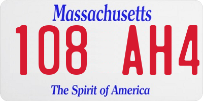 MA license plate 108AH4