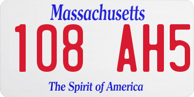 MA license plate 108AH5