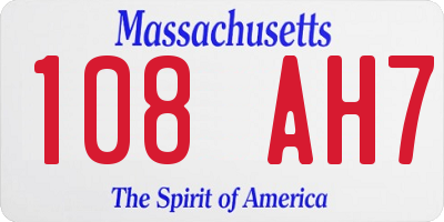 MA license plate 108AH7