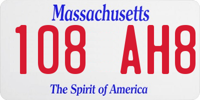 MA license plate 108AH8