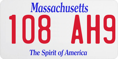 MA license plate 108AH9