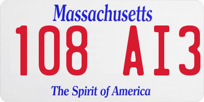 MA license plate 108AI3