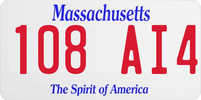 MA license plate 108AI4