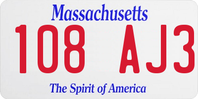 MA license plate 108AJ3