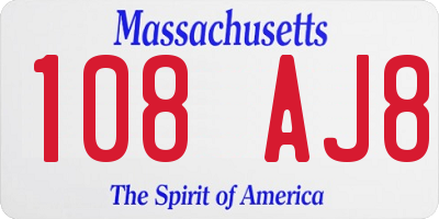 MA license plate 108AJ8