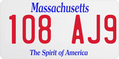 MA license plate 108AJ9