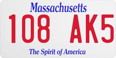 MA license plate 108AK5