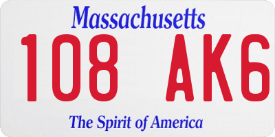 MA license plate 108AK6