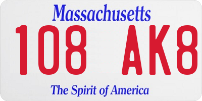 MA license plate 108AK8