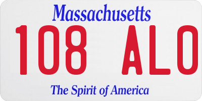 MA license plate 108AL0