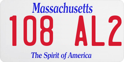 MA license plate 108AL2