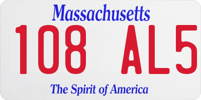 MA license plate 108AL5