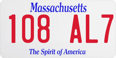 MA license plate 108AL7