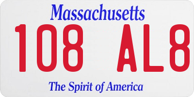 MA license plate 108AL8